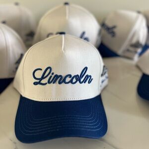Lincoln White and Blue Baseball Cap